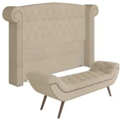 Cabeceira Cama Box King 195cm Provença e Recamier Veneto Z37 Boucle Be