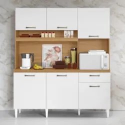 Armário de Cozinha Compacta 160cm Sovira Cinamomo/Branco A15 - Mpozena