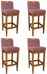 Kit 4 Banquetas Decorativa Elis Veludo Rose