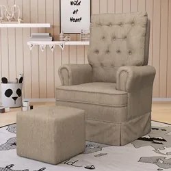 Kit 02 Poltronas de Amamentação e Descanso Com Balanço Laís G05 Linho
