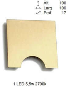 Arandela Uneve Quadrado Plano 1,7X10X10Cm 1Xled 5,5W 2700K - Old Artis... (COBRE FOSCO, 220V)