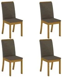 Kit 4 Cadeiras Estofadas para Sala de Jantar Isa Nature/Bege - Henn