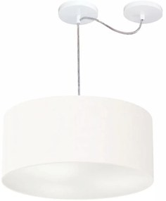 Lustre Pendente Cilíndrico Com Desvio De Centro Md-4147 Cúpula  50x25cm Branco - Bivolt