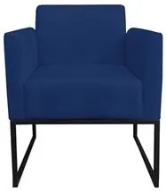 Kit 2 Poltronas Decorativas Base Industrial Preto Maressa S04 Suede Az