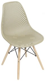 Cadeira Eames Colmeia Base em Madeira - Bege Acinzentado