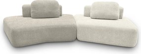 Sofá Ilha Sala de Estar Modulado Dakota Encosto Almofadas Soltas Bouclê Rústico Greige/OffWhite G33 - Gran Belo