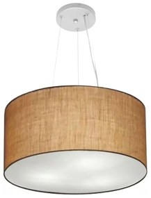 Lustre Pendente Cilíndrico Md-4185 Cúpula em Tecido 45x21cm Palha - Bivolt