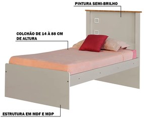 Cama Solteiro Reino Off White G68 - Gran Belo