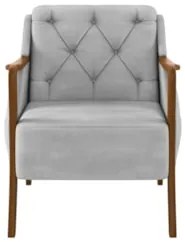 Poltrona Decorativa para Sala de Estar Capitonê Lapa Z32 Veludo Cinza