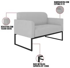 Kit Namoradeira e 1 Poltrona Decorativa Base Industrial Preta Maressa