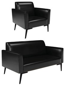Sofá Namoradeira com Poltrona Pés Villach Marisa Corano D03 - DRossi - Preto