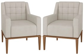 Kit 2 Poltronas Decorativas Sala de Estar Madonna Suede Bege G52 - Gran Belo