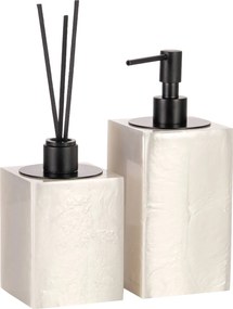 Conjunto Banheiro Duo Quadrado Resina Madrepérola - Black Matte