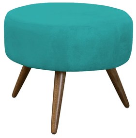 Puff Decorativo Redondo Pés Palito Danny Suede Azul Tiffany
