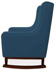 Kit Poltrona Amamentação Balanço Maju com Puff Flor Veludo - Azul Marinho
