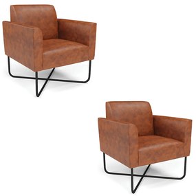 Kit 2 Poltronas Base X Industrial Preto Marisa Corano Nozes