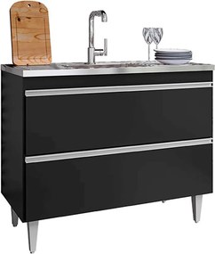 Balcão de Cozinha Wollo MDP/BP Preto G96 - Gran Belo