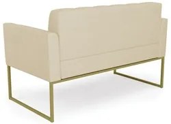Sofá Namoradeira e 2 Poltronas Base Industrial Dourado Ana Veludo Luxo