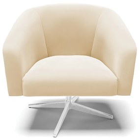 Poltrona Decorativa Giratória Cromada Stella Suede D03 - D'Rossi - Bege