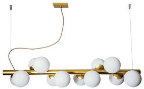 Pendente Pérola Horizontal C/ 12 Globos 100Cm 12L G9 / Metal E Globo Ø... (BT - Branco Texturizado, FOSCO)
