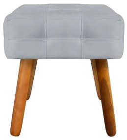 Puff Banqueta Decorativo Pé Palito de Madeira Elisa Suede Cinza D03 - D'Rossi