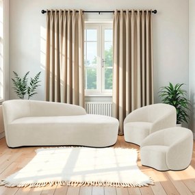 Kit Divã Recamier Orgânico França 160cm Lado Direito e 2 Poltronas Amore Bouclé