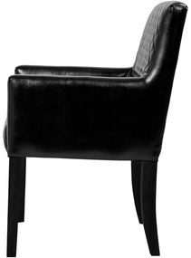 Poltrona Decorativa Sala de Estar Base de Madeira Preto Liverpool PU Sintético Preto Tressê G15 - Gran Belo