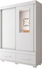 Guarda Roupa Solteiro 137cm 2 Portas Espelho Darius Branco C01 - Mpoze