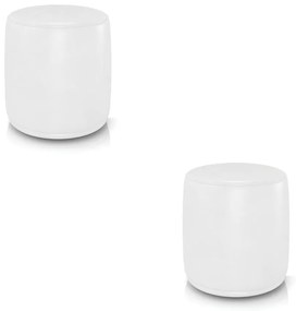 Puff Redondo Orgânico para Sala Kit 2 Malu Sintético PU M11 - D'Rossi - Branco