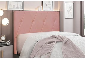 Cabeceira Cama Box Casal 140 cm Aquilla Veludo S04 - D'Rossi - Rosa