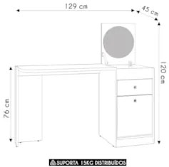 Penteadeira Escrivaninha com Espelho 129cm Mandi A02 Off/Cinamomo - Mp