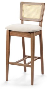 Banqueta Zara Assento Estofado Encosto Tela Sextavada Design Atemporal