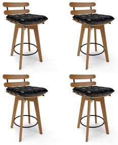 Kit 04 Banquetas Giratória Costela Corano Base Madeira MA70 - D'Rossi - Preto