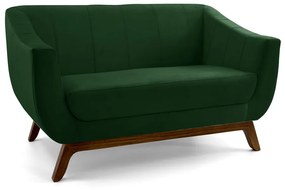 Sofá 2 Lugares Odeon D07 140cm Base Madeira Veludo Esmeralda - D'Rossi