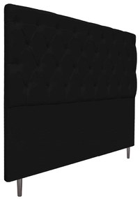 Cabeceira Estofada Liverpool 140 cm Casal Corano Preto - ADJ Decor