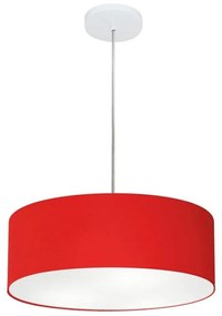 Lustre Pendente Cilíndrico Md-4132 Cúpula em Tecido 40x15cm Vermelho - Bivolt