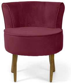 Kit 02 Poltronas Decorativas Sala de Estar Base de Madeira Ayla Veludo Marsala G15 - Gran Belo