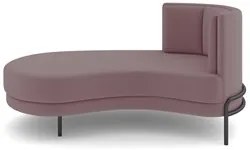 Chaise Longue Divã 164cm Braço Direito Logus D06 Veludo Rosê - Mpozena