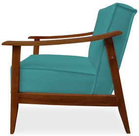 Poltrona Decorativa Vincenzza Veludo Azul Tiffany