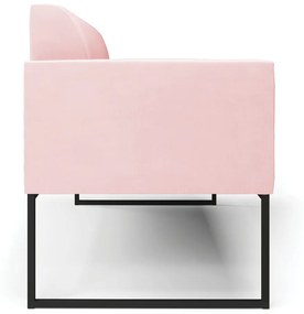 Sofá Namoradeira Base Industrial Preto Marisa Suede D03 - D'Rossi - Rosa Bebê