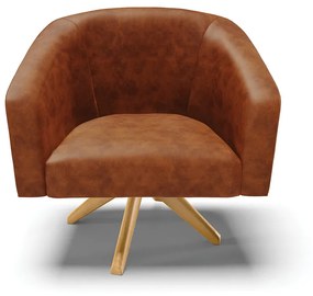 Poltrona Decorativa Giratória MA30 Stella Sintético PU Branco D03 - D'Rossi - Nozes