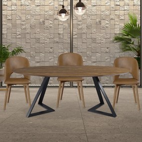 Cadeira Decorativa Sala de Jantar Madeira Maciça Hadassa PU Marrom/Nogueira G13 - Gran Belo