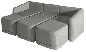 Sofá Cama Modulado Retrátil e Reclinável Decorativo Varsóvia 336cm Linho Cinza Chumbo G33 - Gran Belo