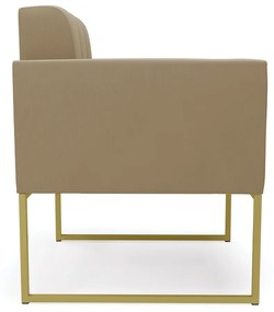Kit 1 Sofá Namoradeira e 2 Poltronas Elisa Suede Base Metálica Industrial Dourado - D'Rossi - Marrom Rato