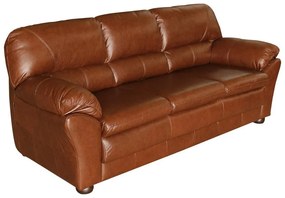Sofá 3 Lugares Sala de Estar Pés Madeira 212cm Laura Couro Caramelo G03 - Gran Belo