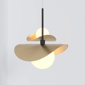 Pendente Calandra Assimétrico Linear 27X21X80Cm Alumínio E Globo Ø10Cm... (CHAMPANHE, FOSCO)
