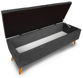 Calçadeira Baú Casal 140cm Caribe Pés Palito Suede Cinza - Sheep Estofados - Cinza