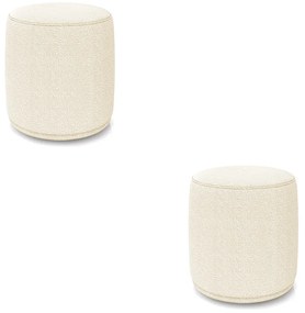 Puff Redondo Orgânico para Sala kit 2 Malu Bouclê M11 - D'Rossi - Bege