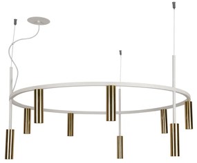 Pendente Platinum Circular Ø80X44,5Cm 9Xmr11 - Usina 16931/80 (BT / DR-P - Branco Texturizado / Dourado Polido Brilho)