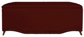 Calçadeira Baú Casal 140cm Greta Pés Palito Suede Bordô - Sheep Estofados